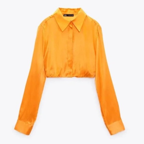 Zara Tops Zara Satin Effect Crop Top Poshmark